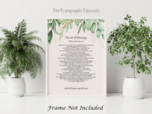 Load image into Gallery viewer, The Art Of Marriage Personalized Wedding Poem Wedding Poetry wall art - Ceremony reading - Framed & Unframed Options