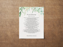 Load image into Gallery viewer, The Art Of Marriage Personalized Wedding Poem Wedding Poetry wall art