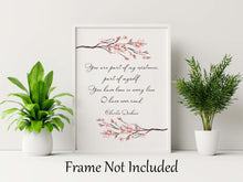 Load image into Gallery viewer, Charles Dickens Book Quote Print Great Expectations Love Quote You Are Part Of My Existence Literary Wall Art Framed & Unframed Options