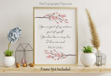 Load image into Gallery viewer, Charles Dickens Book Quote Print Great Expectations Love Quote You Are Part Of My Existence Literary Wall Art Framed & Unframed Options