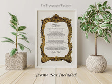 Load image into Gallery viewer, Mirror Poem By Sylvia Plath Poetry Print Literary Wall Art - Poem Wall Art - Framed & Unframed Options