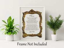 Load image into Gallery viewer, Mirror Poem By Sylvia Plath Poetry Print Literary Wall Art - Poem Wall Art - Framed & Unframed Options