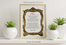 Load image into Gallery viewer, Mirror Poem By Sylvia Plath Poetry Print Literary Wall Art - Poem Wall Art - Framed & Unframed Options