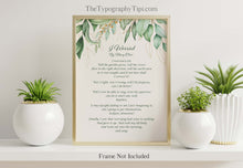 Load image into Gallery viewer, I Worried Poem By Mary Oliver Poem Poster Print - Mental Health Poem, Anxiety Poem Framed & Unframed Options