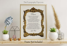 Load image into Gallery viewer, Mirror Poem By Sylvia Plath Poetry Print Literary Wall Art - Poem Wall Art - Framed & Unframed Options