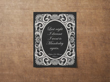 Load image into Gallery viewer, Rebecca, Daphne du Maurier, Last night I dreamt I went to Manderley again, Quote Print Literary Wall Art Framed & Unframed Options