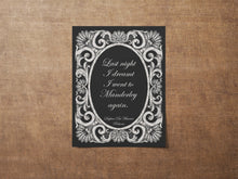 Load image into Gallery viewer, Rebecca, Daphne du Maurier, Last night I dreamt I went to Manderley again, Quote Print Literary Wall Art Framed & Unframed Options