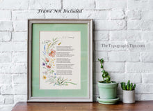 Load image into Gallery viewer, e.e cummings Poem somewhere i have never travelled, gladly beyond with Watercolor wildflower Illustration - Framed & Unframed Options