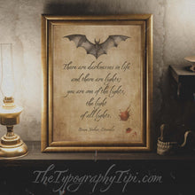 Load image into Gallery viewer, Dracula Book Quote Print Bram Stoker The light of all lights, Literary Wall Art Framed & Unframed Options