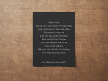 Load image into Gallery viewer, Winston Churchill Quote Print – Be Kind but Be Fierce – Motivational Wall Art for Young Leaders & Change Makers