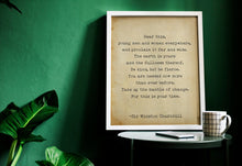 Load image into Gallery viewer, Winston Churchill Quote Print – Be Kind but Be Fierce – Motivational Wall Art for Young Leaders & Change Makers
