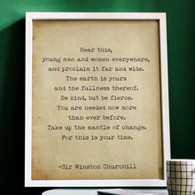 Load image into Gallery viewer, Winston Churchill Quote Print – Be Kind but Be Fierce – Motivational Wall Art for Young Leaders & Change Makers