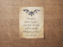 Load image into Gallery viewer, Dracula Quote Print Welcome Sign Gothic Wall Art - Literary Decor - Bram Stoker Poster - Victorian Horror Aesthetic - Vampire Welcome Sign