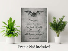 Load image into Gallery viewer, Dracula Quote Print Welcome Sign Gothic Wall Art - Literary Decor - Bram Stoker Poster - Victorian Horror Aesthetic - Vampire Welcome Sign