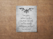 Load image into Gallery viewer, Dracula Quote Print Welcome Sign Gothic Wall Art - Literary Decor - Bram Stoker Poster - Victorian Horror Aesthetic - Vampire Welcome Sign