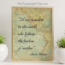 Load image into Gallery viewer, Charles Dickens Quote Doctor Marigold Book Quote Print Literary Wall Art, Our Mutual Friend Book Quote Framed & Unframed Options