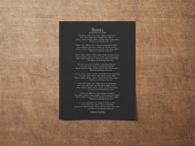 Load image into Gallery viewer, Boots Rudyard Kipling Poem Infantry Columns Print - Boots Song Poem Print Framed & Unframed Options