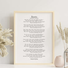 Load image into Gallery viewer, Boots Rudyard Kipling Poem Infantry Columns Print - Boots Song Poem Print Framed & Unframed Options