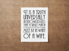 Load image into Gallery viewer, Jane Austen Quote Print – Pride and Prejudice Literary Wall Art, Classic Book Lover Gift, Minimalist Home Library Decor, Framed or Unframed