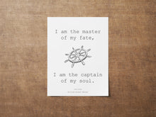 Load image into Gallery viewer, Invictus Poem Print – I Am the Master of My Fate – William Ernest Henley Quote Wall Art – Literary Decor for Home Office Framed or Unframed