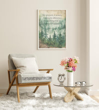 Load image into Gallery viewer, Alan Watts Quote Print - Anxiety Inspirational Wall Art - Mindfulness Poster - Forest Watercolor Decor - Philosophy Print Gift for Thinkers