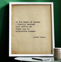 Load image into Gallery viewer, Albert Camus Invincible Summer Print Minimalist Philosophy Wall Art