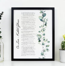 Load image into Gallery viewer, On Love Kahlil Gibran Poem Art Print Home office Decor poetry wall art UNFRAMED