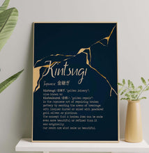 Load image into Gallery viewer, Kintsugi Meaning print Kintsukuroi Definition Poster - Japanese Definition print - UNFRAMED