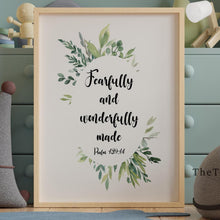 Load image into Gallery viewer, Baby Fearfully and Wonderfully Made Psalm 139:14 Bible verse wall art Scripture print, Gift for Pastor - Framed & Unframed Options