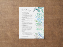 Load image into Gallery viewer, On Marriage Poem By Kahlil Gibran Wedding Gift - Framed & Unframed Options