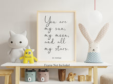 Load image into Gallery viewer, E.E. Cummings quote you are my sun, my moon, and all my stars Art Print Home Decor poetry wall art love quote home decor UNFRAMED