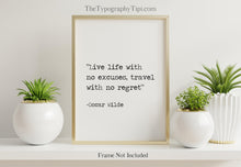 Load image into Gallery viewer, Oscar Wilde Travel Quote Print – Inspirational Minimalist Wall Art, Black & White Literary Decor, Motivational Gift for Wanderlust Lovers
