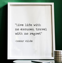 Load image into Gallery viewer, Oscar Wilde Travel Quote Print – Inspirational Minimalist Wall Art, Black & White Literary Decor, Motivational Gift for Wanderlust Lovers