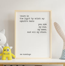 Load image into Gallery viewer, E.E. Cummings Quote Print – Romantic Poetry Wall Art, Literary Love Gift, Nursery Decor, Black & White Minimalist Print, Kids Bedroom Decor
