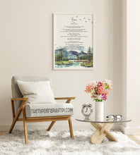 Load image into Gallery viewer, Kahlil Gibran Fear Poem Print – Watercolor River Landscape – Inspirational Literary Wall Art – Motivational Gift – Framed or Unframed