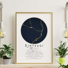Load image into Gallery viewer, Kintsugi print Kintsukuroi Definition Poster Japanese Definition print - Meaning Wall Art - Framed & Unframed Options