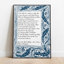 Load image into Gallery viewer, Much Ado About Nothing Print Shakespeare Quote Art, Don John Monologue
