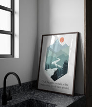 Load image into Gallery viewer, John Muir Quote Of all the paths you take in life, make sure a few of them are dirt, unique hiking gifts, Framed & Unframed