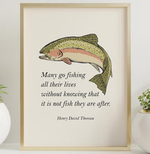 Load image into Gallery viewer, Fishing Quote Wall Art – Henry David Thoreau Trout Print, Minimalist Nature Decor, Thoughtful Gift for Fisherman or Outdoorsman