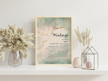 Load image into Gallery viewer, Kintsugi Art Print Japandi Decor Kintsukuroi Definition Poster Japanese Definition print Framed & Unframed Options