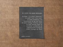 Load image into Gallery viewer, Jocko Willink Print No more excuses motivational podcast Discipline equals freedom book Home Office Wall Art UNFRAMED