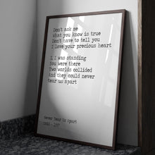 Load image into Gallery viewer, INXS lyrics poster - Never tear us apart - Music Print bedroom decor home office decor record poster UNFRAMED