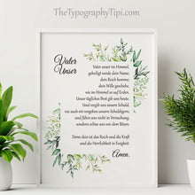 Load image into Gallery viewer, Vater Unser Kunstdruck - Christliche Wanddeko - German Lords Prayer Wall Art Print