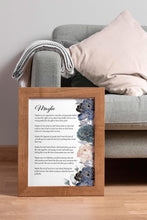 Load image into Gallery viewer, Maybe Poem Print 1st Anniversary Gift or Wedding Memento – Love Poem Wall Art with Elegant Blue Floral Design