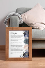 Load image into Gallery viewer, Maybe Poem Print 1st Anniversary Gift or Wedding Memento – Love Poem Wall Art with Elegant Blue Floral Design