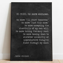 Load image into Gallery viewer, Jocko Willink Print No More Excuses - Discipline Equals Freedom Book Framed & Unframed Options