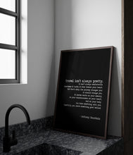 Load image into Gallery viewer, Anthony Bourdain Print "Travel isn't always pretty" Travel print for Home Inspirational bourdain quote Framed & Unframed Options