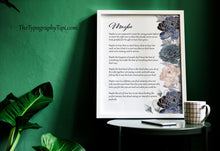 Load image into Gallery viewer, Maybe Poem Print 1st Anniversary Gift or Wedding Memento – Love Poem Wall Art with Elegant Blue Floral Design