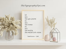 Load image into Gallery viewer, Casablanca Movie Quote Michael Curtiz, Of all the gin joints, Black and White Art Print for Home Decor Minimalist Wall Art Movie poster