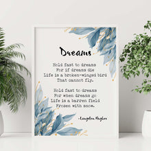 Load image into Gallery viewer, Dreams by Langston Hughes Poem Print Framed & Unframed Options